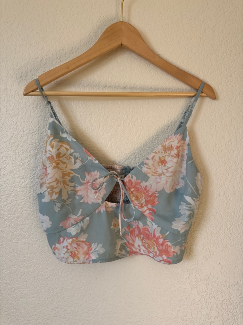 Abercrombie & Fitch Pastel Floral Tie-Front Crop Top